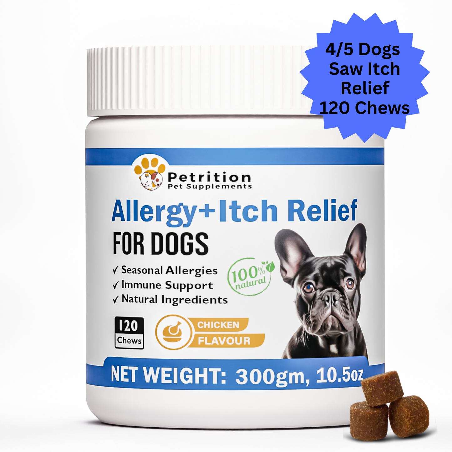 Petrition Allergy and Itch Support Chews for Dogs - 120 Chews