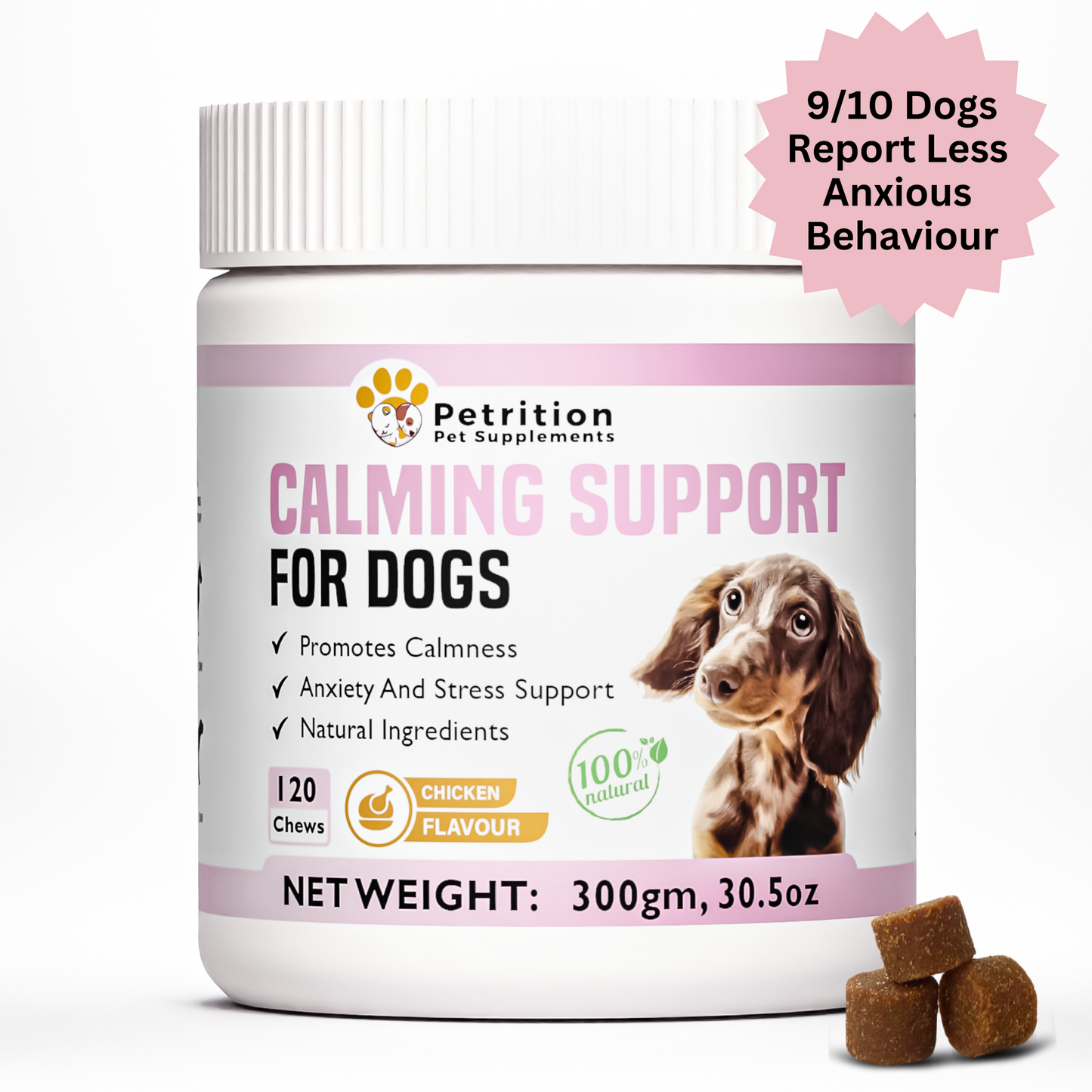 Petrition Calming Support Chews for Dogs - 120 Chews