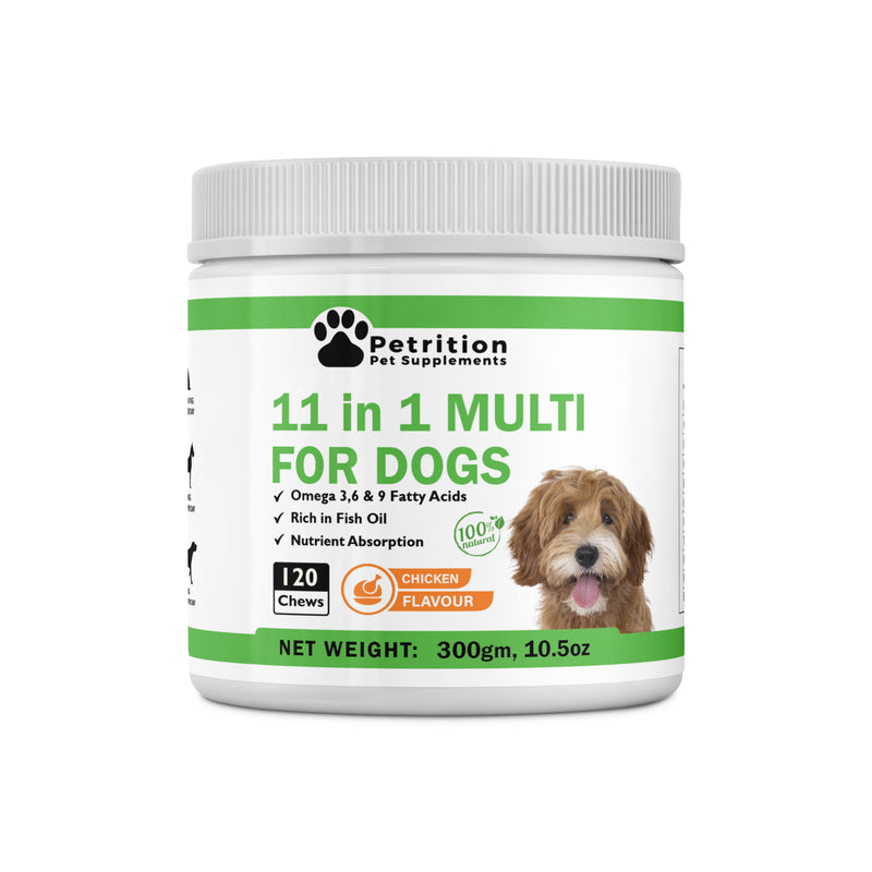 Petrition 11 in 1 Multivitamin Chews for Dogs - 120 Chews Chicken Flavour