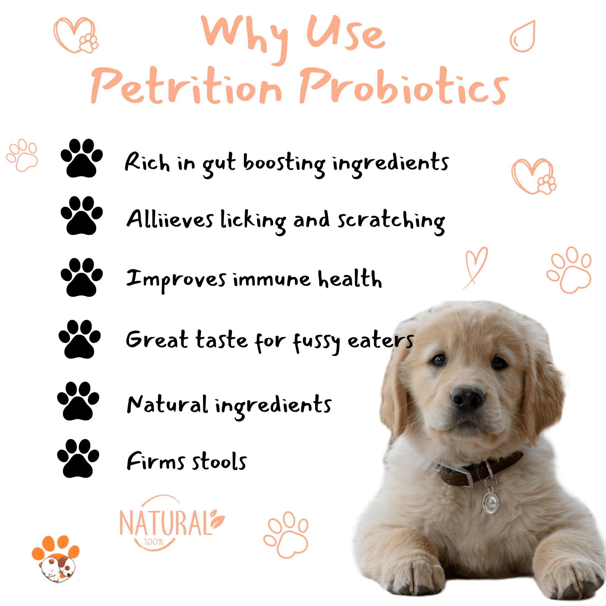 Petrition Probiotic Chews for Dogs - 120 Chews Chicken Flavour, Immune Support - Petrition Pet Supplements