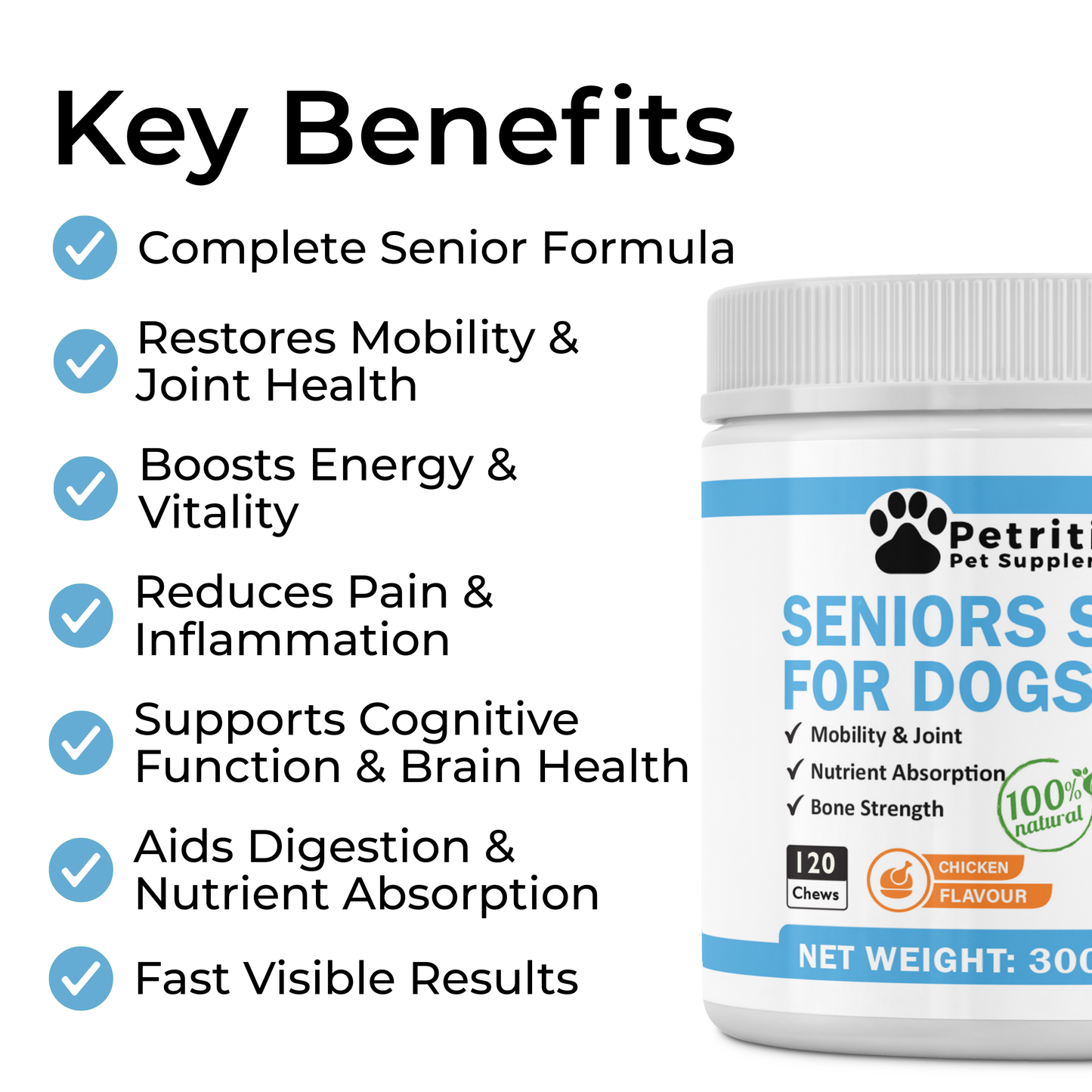 Petrition Senior Support Chews for Dogs - 120 Chew Chicken Flavour