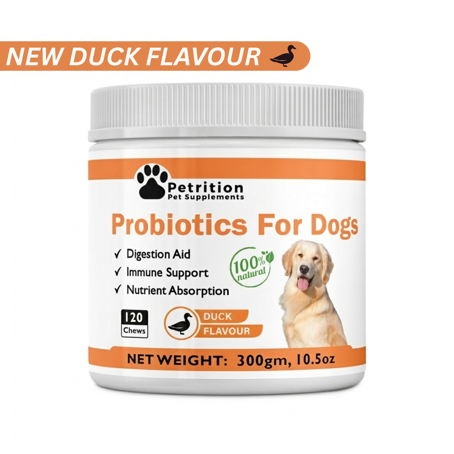 Petrition Probiotic Chews for Dogs - 120 Chews Chicken Flavour, Immune Support