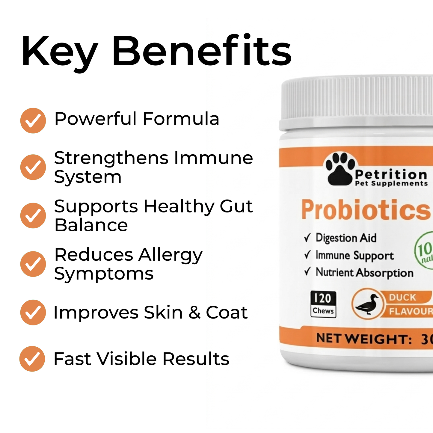 Petrition Probiotic Chews for Dogs - 120 Chews Chicken Flavour, Immune Support