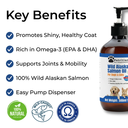 500ml Alaskan Salmon Oil for Dogs & Cats | Joint, Skin, Immune & Heart