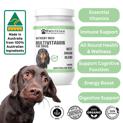 Petrition Multivitamin Supplement for Dogs - 100gm Powder Beef Flavour