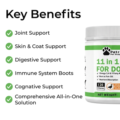 Petrition 11 in 1 Multivitamin Chews for Dogs - 120 Chews Chicken Flavour
