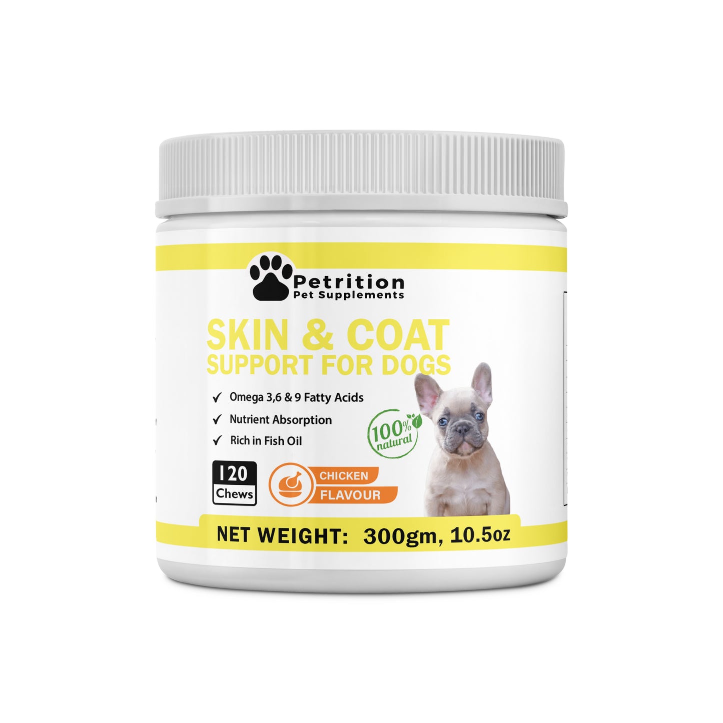 Petrition Skin and Coat Chews for Dogs - 120 Chew Chicken Flavour