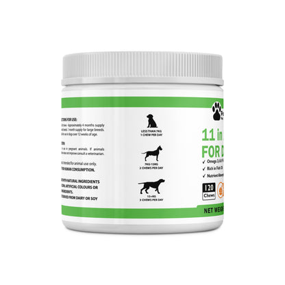 Petrition 11 in 1 Multivitamin Chews for Dogs - 120 Chews Chicken Flavour