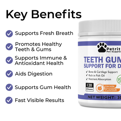 Petrition Teeth and Breath Support Chews for Dogs - 120 Chews